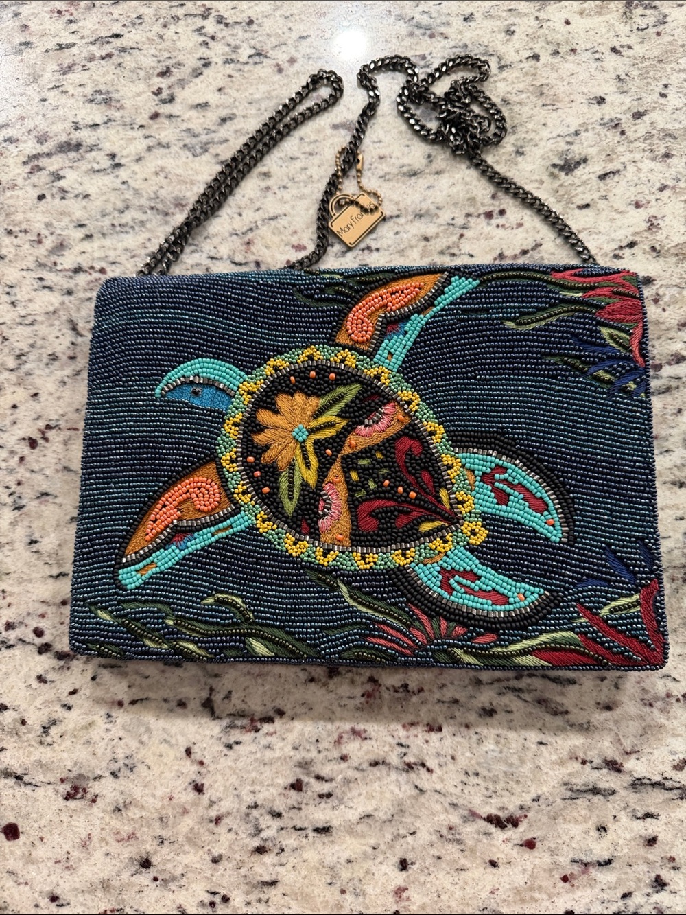 Mary Frances Beaded Turtle Crossbody Bag/Clutch - Multicolor